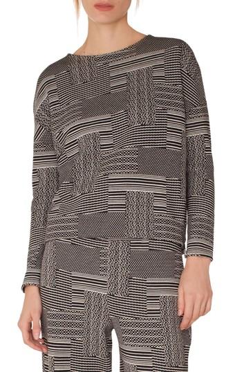 Women's Akris Punto Wool & Cotton Patchwork Jacquard Top - Black