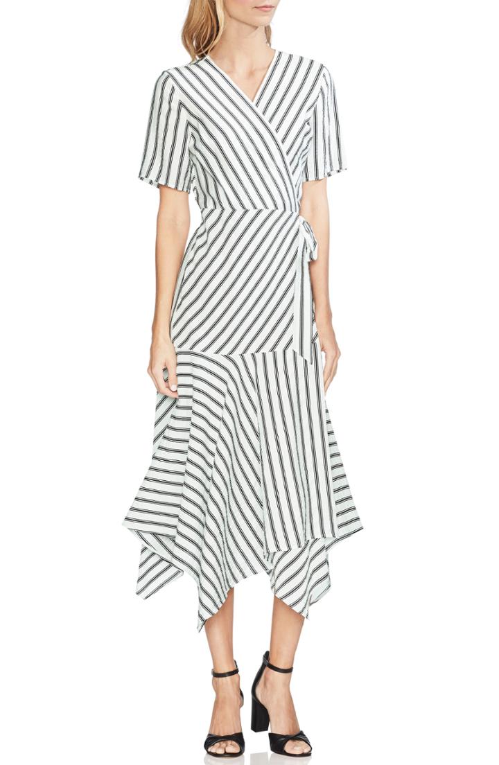 Women's Vince Camuto Playful Stripe Wrap Dress - Ivory