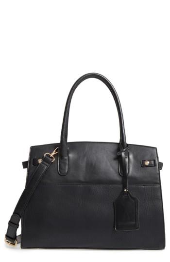 Sole Society Ladylike Faux Leather Satchel - Black