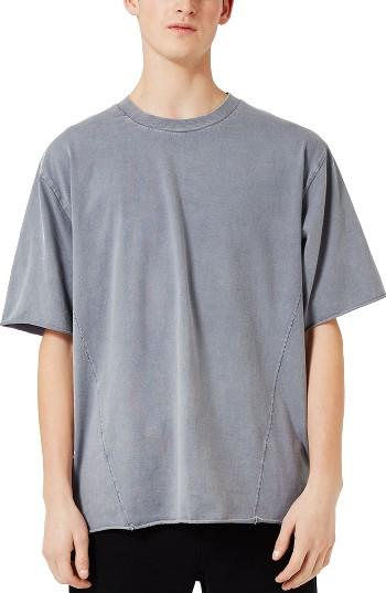 Men's Topman Raw Edge Oversized T-shirt - Blue