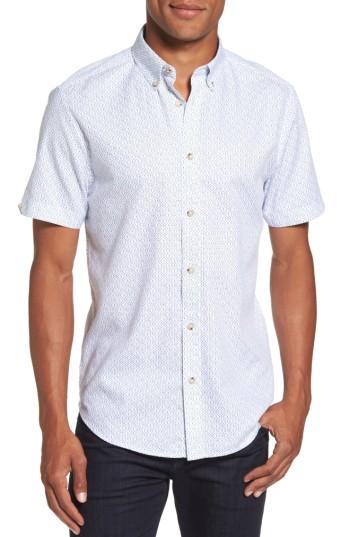 Men's Ben Sherman Textured Dash Print Short Sleeve Shirt - White