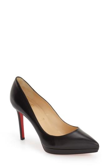Women's Christian Louboutin Pigalle Plato Pointy Toe Platform Pump .5us / 38.5eu - Black