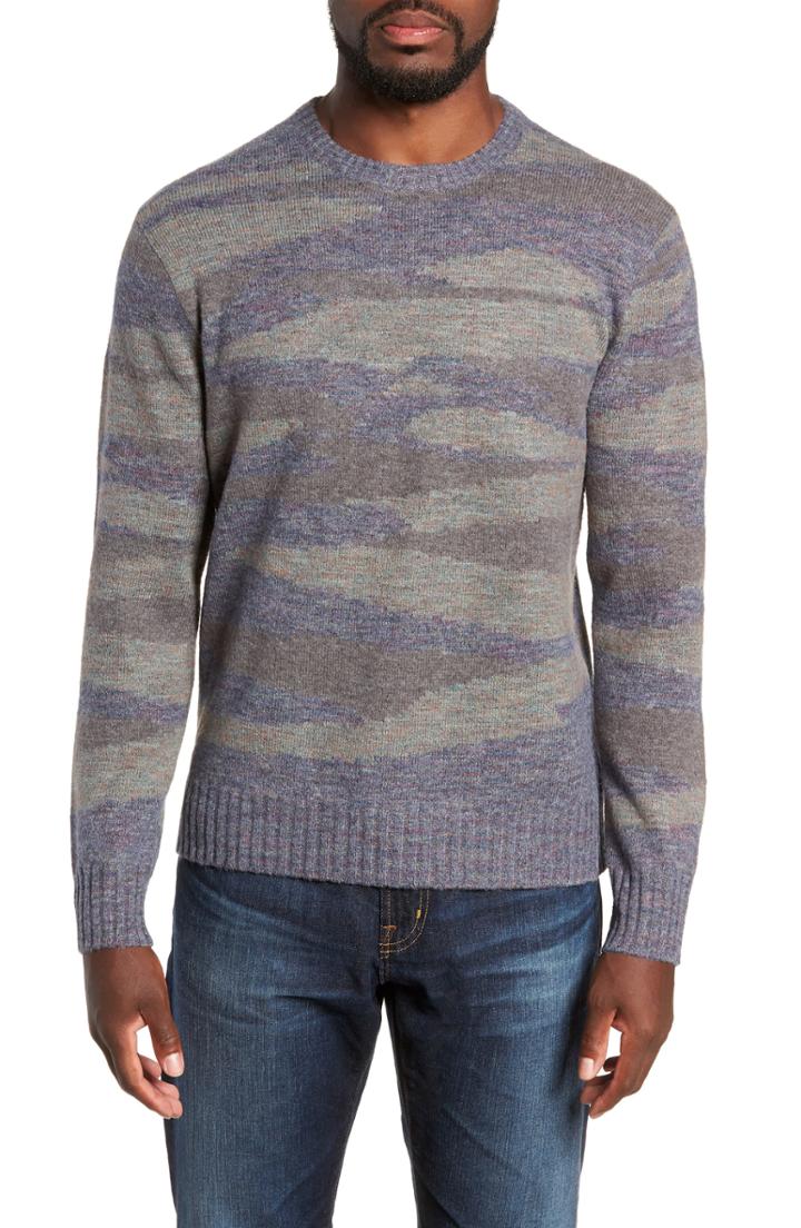 Men's Michael Bastian Camo Intarsia Fit Sweater, Size Xx-large - Blue