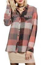 Women's Volcom Fly High Flannel Top - Pink