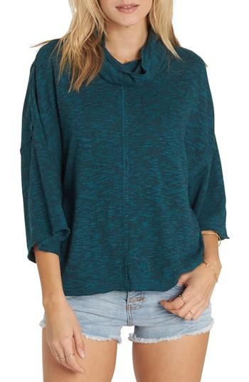 Women's Billabong Take A Stand Cowl Neck Sweater - Blue