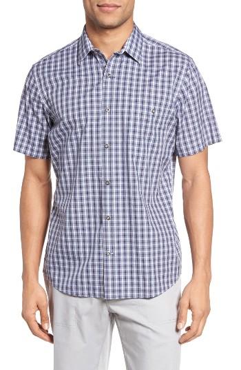 Men's Maker & Company Regular Fit Check Short Sleeve Sport Shirt, Size - Blue