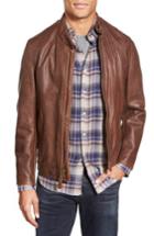 Men's Schott Nyc Cafe Racer Leather Jacket, Size - Brown