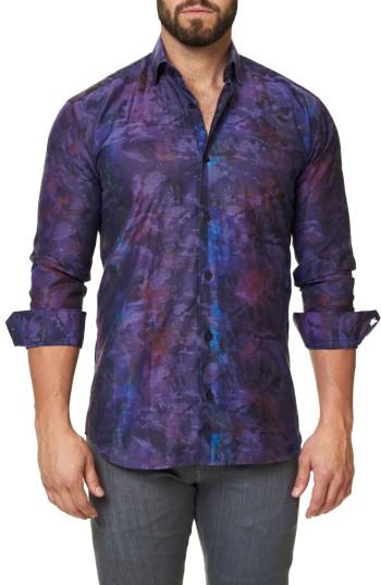 Men's Maceoo Trim Fit Print Sport Shirt (s) - Purple