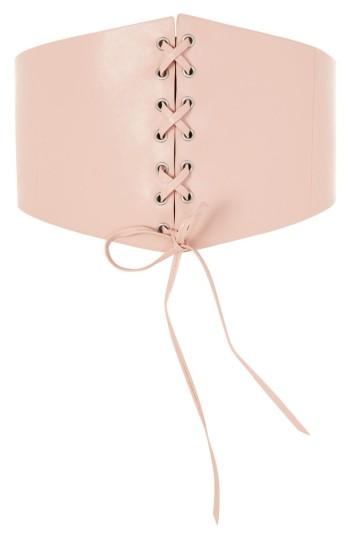 Women's Topshop Lace-up Faux Leather Corset /small - Nude
