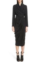 Women's Rick Owens Draped Silk Wrap Dress Us / 42 It - Black
