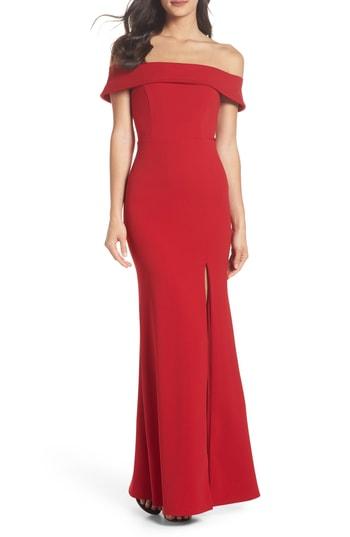 Women's Lulus Off The Shoulder Mermaid Gown - Red