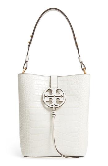 Tory Burch Miller Embossed Leather Hobo Bag - White