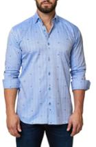 Men's Maceoo Trim Fit Embroidered Sport Shirt (l) - Blue