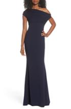 Women's Katie May Hannah One-shoulder Crepe Trumpet Gown - Blue