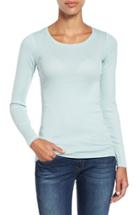 Petite Women's Caslon Long Sleeve Scoop Neck Cotton Tee P - Blue