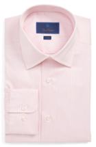 Men's David Donahue Trim Fit Stripe Dress Shirt .5 - 34/35 - Pink
