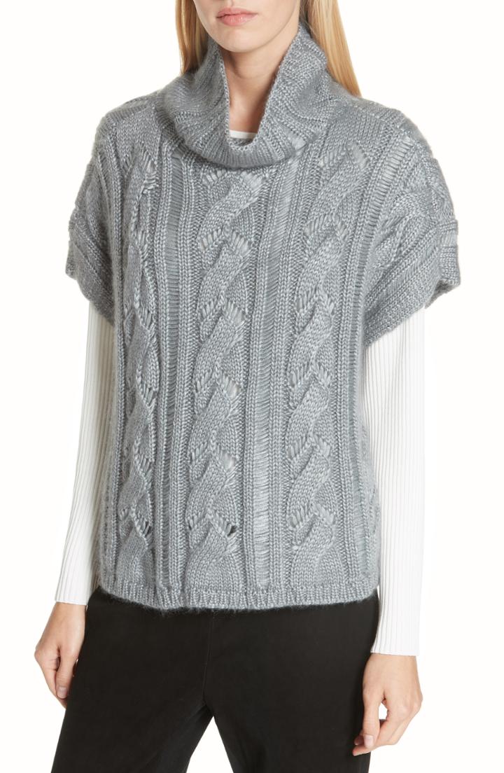 Women's Eileen Fisher Cable Knit Sweater - Grey