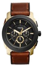 Men's Fossil Machine Chronograph Leather Strap Watch, 45mm