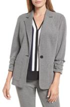 Women's Vince Camuto Ruched Sleeve Mini Houndstooth Jacket - Black