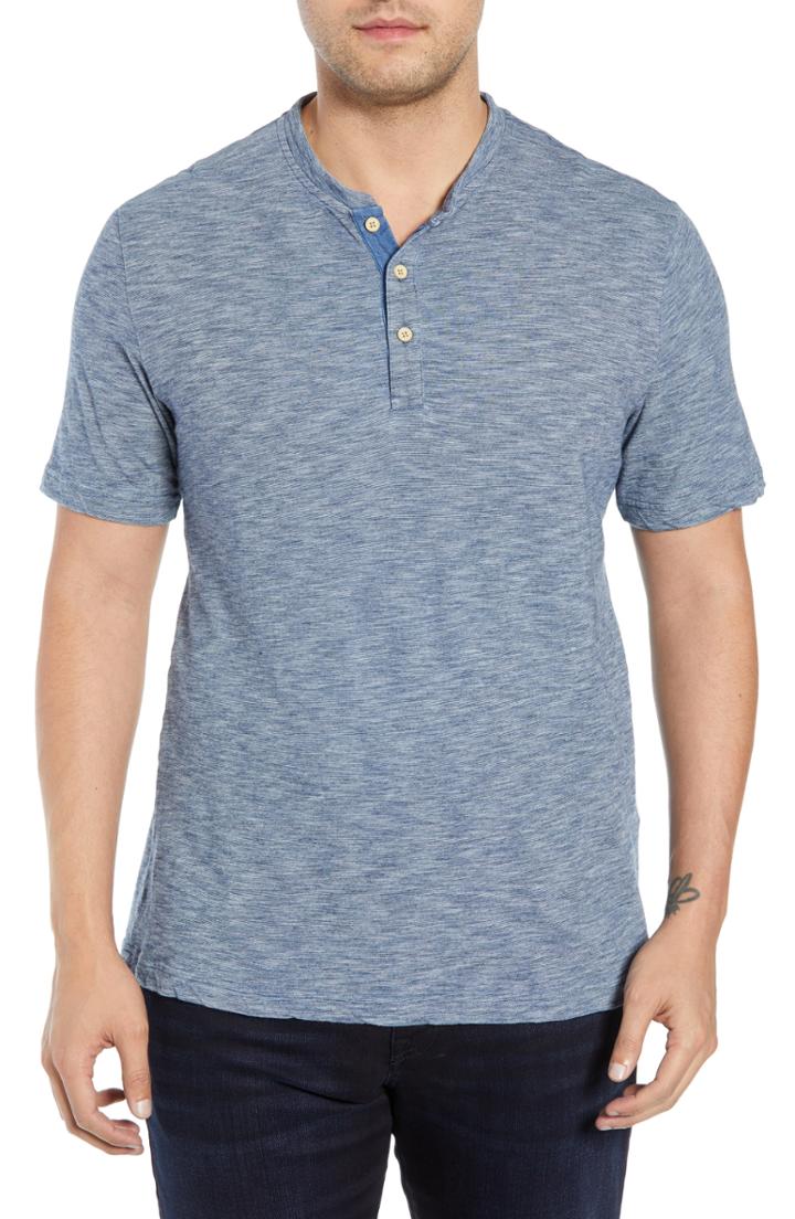 Men's Peter Millar Indigo Henley Shirt - Blue