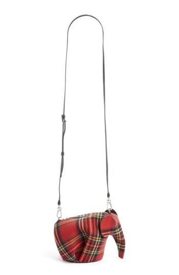 Loewe Mini Elephant Tartan Wool Crossbody Bag -