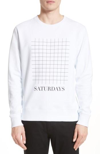 Men's Saturdays Nyc Bowery Grid Logo Sweatshirt - White