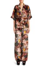 Women's Erdem Zeta Floral Print Velvet Kimono Wrap Jacket Us / 6 Uk - Pink