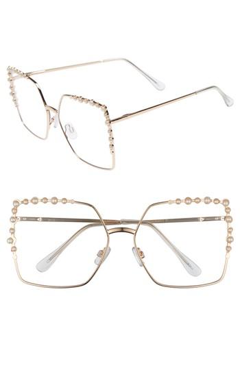 Women's Leith 63mm Imitation Pearl Square Fashion Glasses - Gold/ Pearl