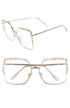 Women's Leith 63mm Imitation Pearl Square Fashion Glasses - Gold/ Pearl