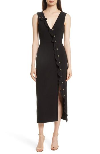 Women's Saloni Ruffle Button Midi Dress - Black