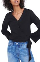 Women's Madewell Texture & Thread Wrap Top, Size - Black