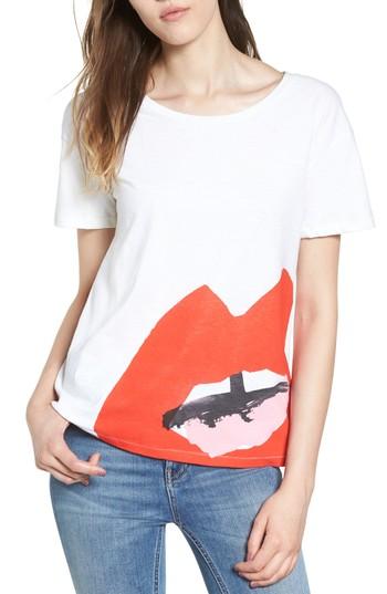 Women's Junk Food Open Mouth Screenprint Tee - Ivory