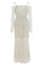 Women's Topshop Bride Bardot Lace Off The Shoulder Gown Us (fits Like 10-12) - Ivory