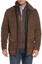 Men's Peter Millar Steamboat Leather Jacket With Genuine Shearling Lined Bib - Metallic
