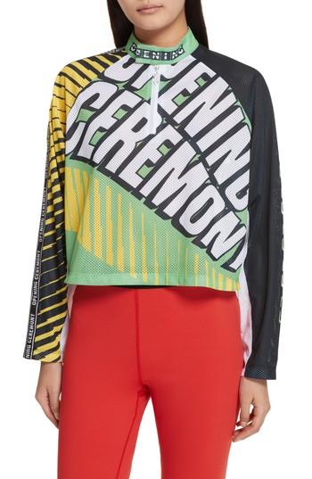 Women's Opening Ceremony Mesh Moto Crop Top - Green