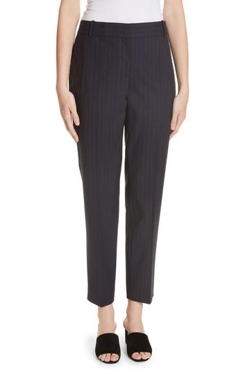 Women's Theory Pinstripe Straight Leg Trousers - Blue