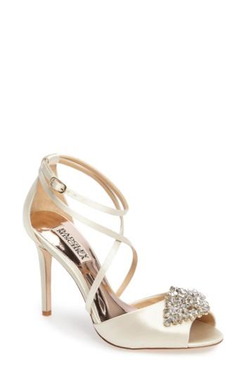 Women's Badgley Mischka Tatum Embellished Strappy Sandal M - Ivory