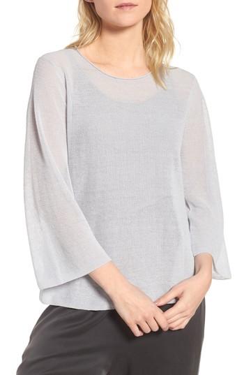 Women's Eileen Fisher Organic Linen Blend Sweater, Size - Blue