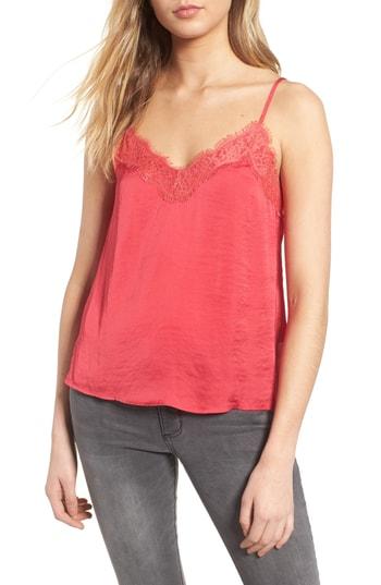 Women's Bp. Lace Trim Satin Camisole, Size - Pink