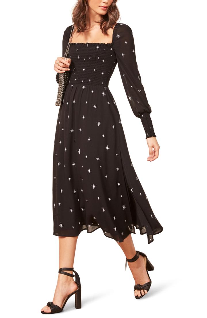 Women's Reformation Rowan Midi Dress - Black