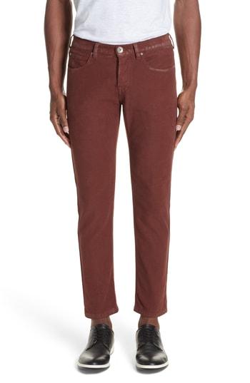 Men's Eleventy Slim Fit Stretch Cotton Five Pocket Trousers - Blue