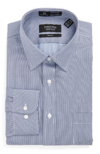 Men's Nordstrom Men's Shop Smartcare(tm) Trim Fit Stripe Dress Shirt 34/35 - Blue