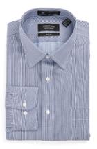 Men's Nordstrom Men's Shop Smartcare(tm) Trim Fit Stripe Dress Shirt 34/35 - Blue