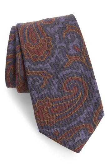 Men's Michael Bastian Paisley Wool Tie, Size - Blue