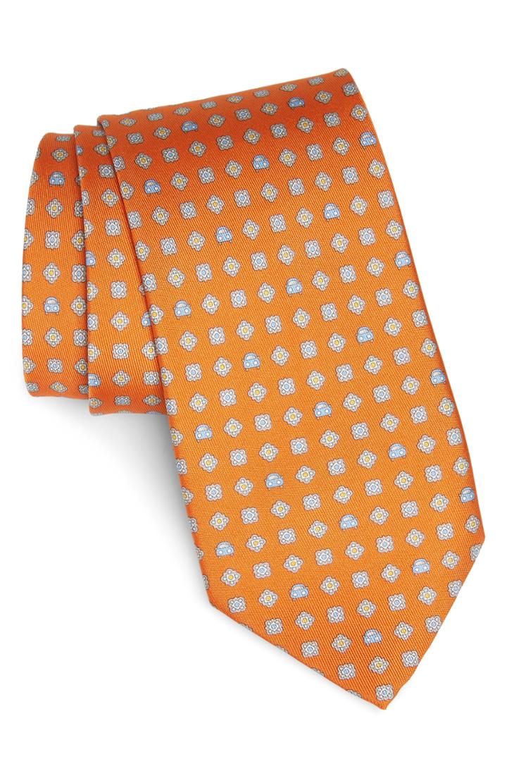 Men's Salvatore Ferragamo Giuliet Print Silk Tie, Size - Orange