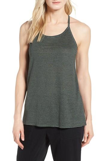 Women's Eileen Fisher Stripe Organic Linen Tank, Size - Green