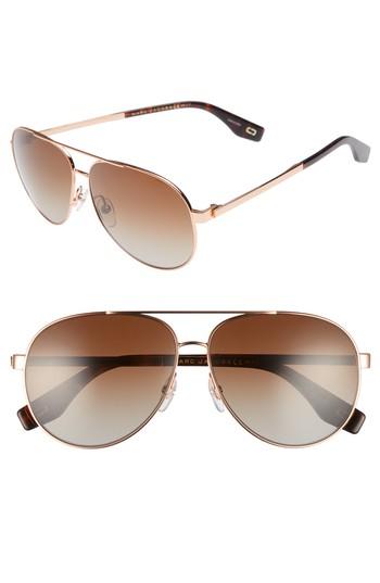 Women's Marc Jacobs 61mm Polarized Metal Aviator Sunglasses - Gold/ Copper Polar