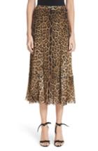 Women's Fuzzi Leopard Print Tulle Midi Skirt - Brown