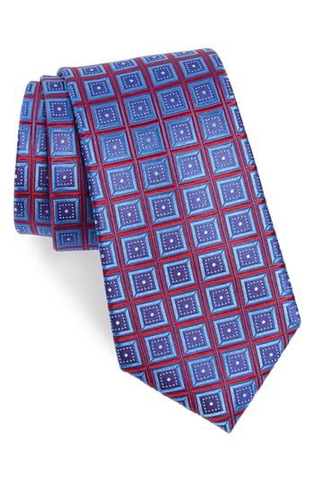 Men's Nordstrom Men's Shop Sublime Squares Geometric Silk Tie, Size - Red
