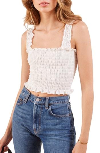 Women's Reformation Leonore Smock Crop Top - White